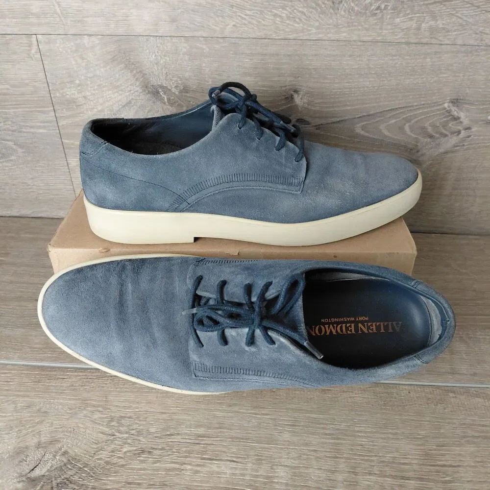 Allen Edmonds Driggs Derby Sneakers Mens 9.5 Blue Suede Leather Casual Shoes USA